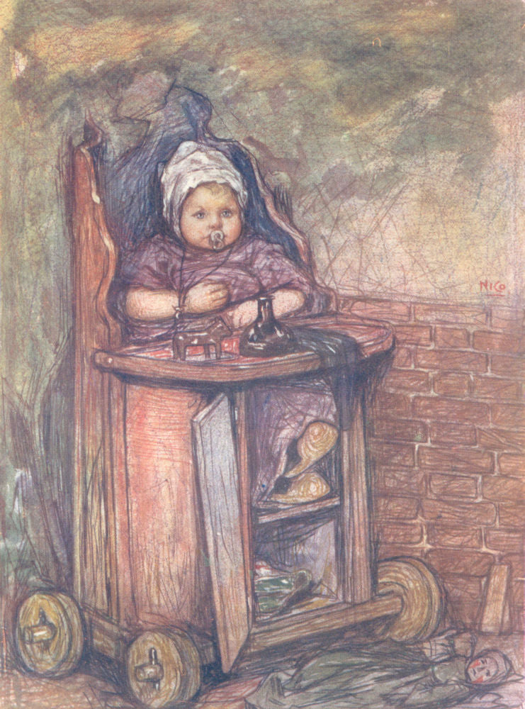 NETHERLANDS. Utrecht. Baby in chair 1904 old antique vintage print picture